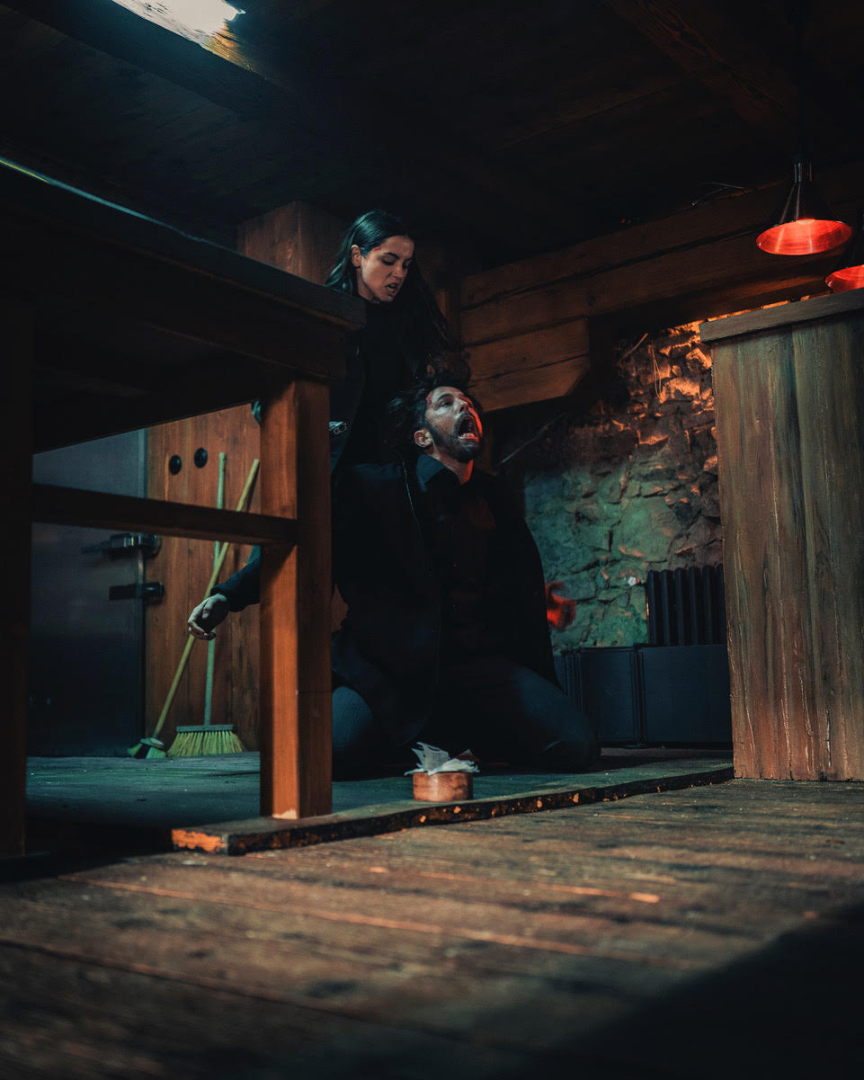 Caleb Spillyards on set during a fight scene