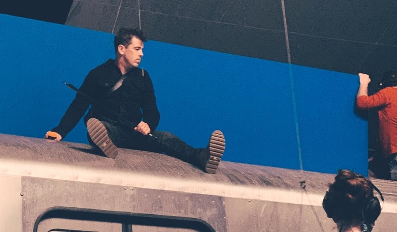 Caleb Spillyards on a film set, behind the scenes