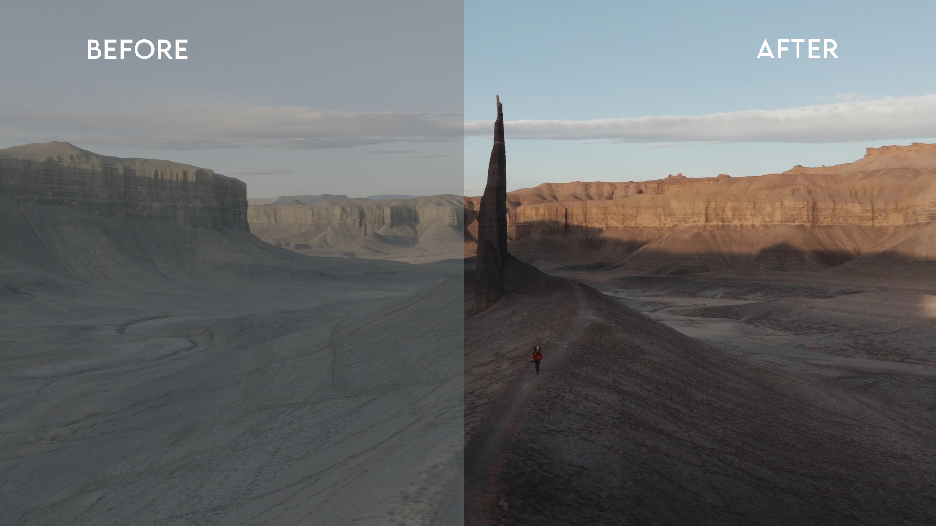 Cinematic LUT demo - before and after